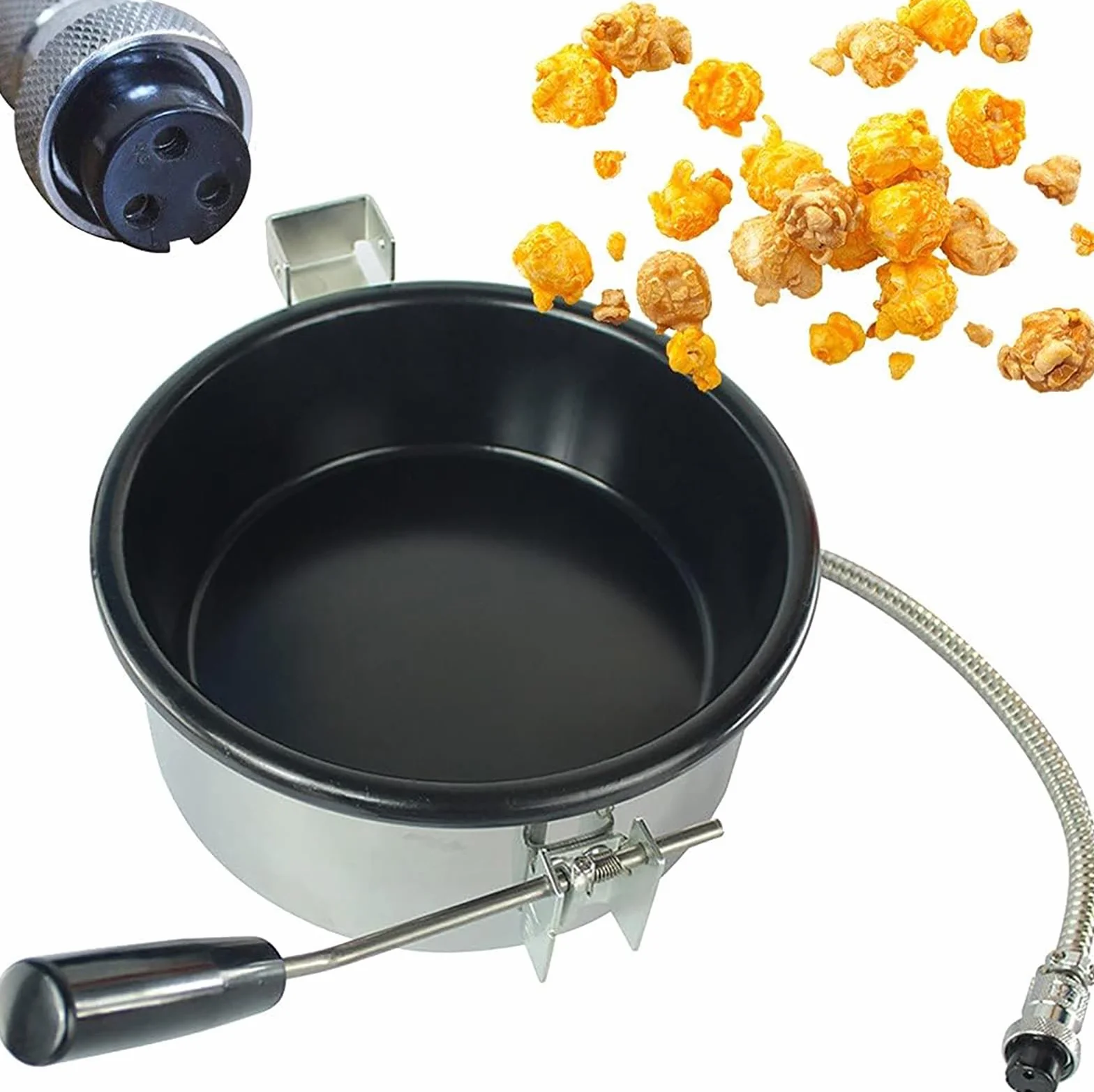 Macchina Popcorn Aria Calda Accessori, Pentola per Pop Corn da 230g, Parti Elettriche per Popcorn a Manovella, Padella Antiscottatura Antiaderente, per Mais, Merenda,3 fori-15 mm
