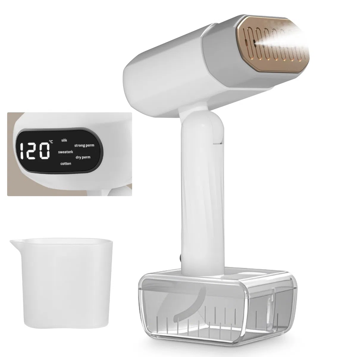 Vaporizzatori da viaggio 1800W, Ferro da Stiro Verticale a Vapore Portatile, Serbatoio Grande da 260ml, Mini Stiratrice Verticale 20s Riscaldamento, Dimensioni Compatte per Casa e Ufficio