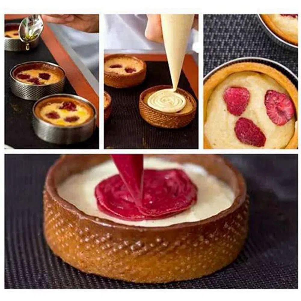 20 Anelli Rotondi per Torte Con Fori, Frutta, Quiches, Mousse - Teglia da Forno, 8 cm