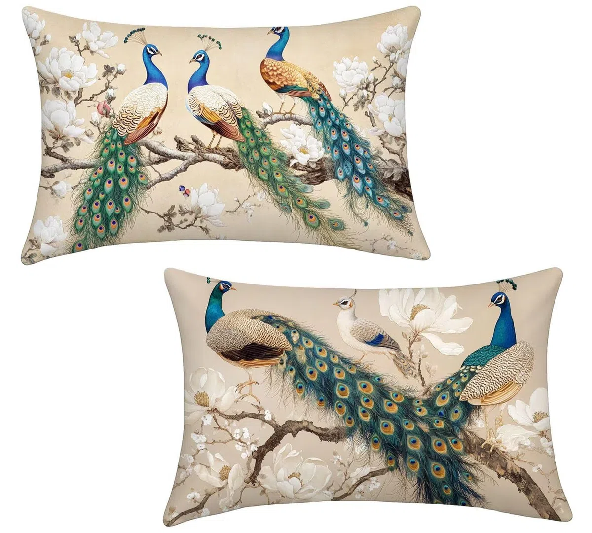 Cuscini per Divano 50x70 Set da 2 Colore tè Cuscini per Divano Esterno Giardino Copricuscini Copricuscino Letto Velluto Federe Cuscino Letto, per Soggiorno Sedie Balcone Campeggio Spiaggia, Paone x-82