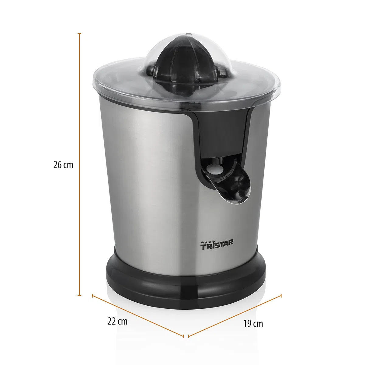 Tristar Spremiagrumi Elettrico Semiprofessionale CP-3002, Acciaio Inossidabile, Argento