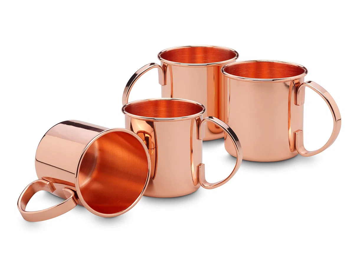 ECHTWERK set di bicchieri in rame, bicchieri in acciaio inox, set da cocktail, bicchieri da cocktail perfetti per gin, vodka, birra e bevande fredde, 4x bicchieri in rame da 450ml