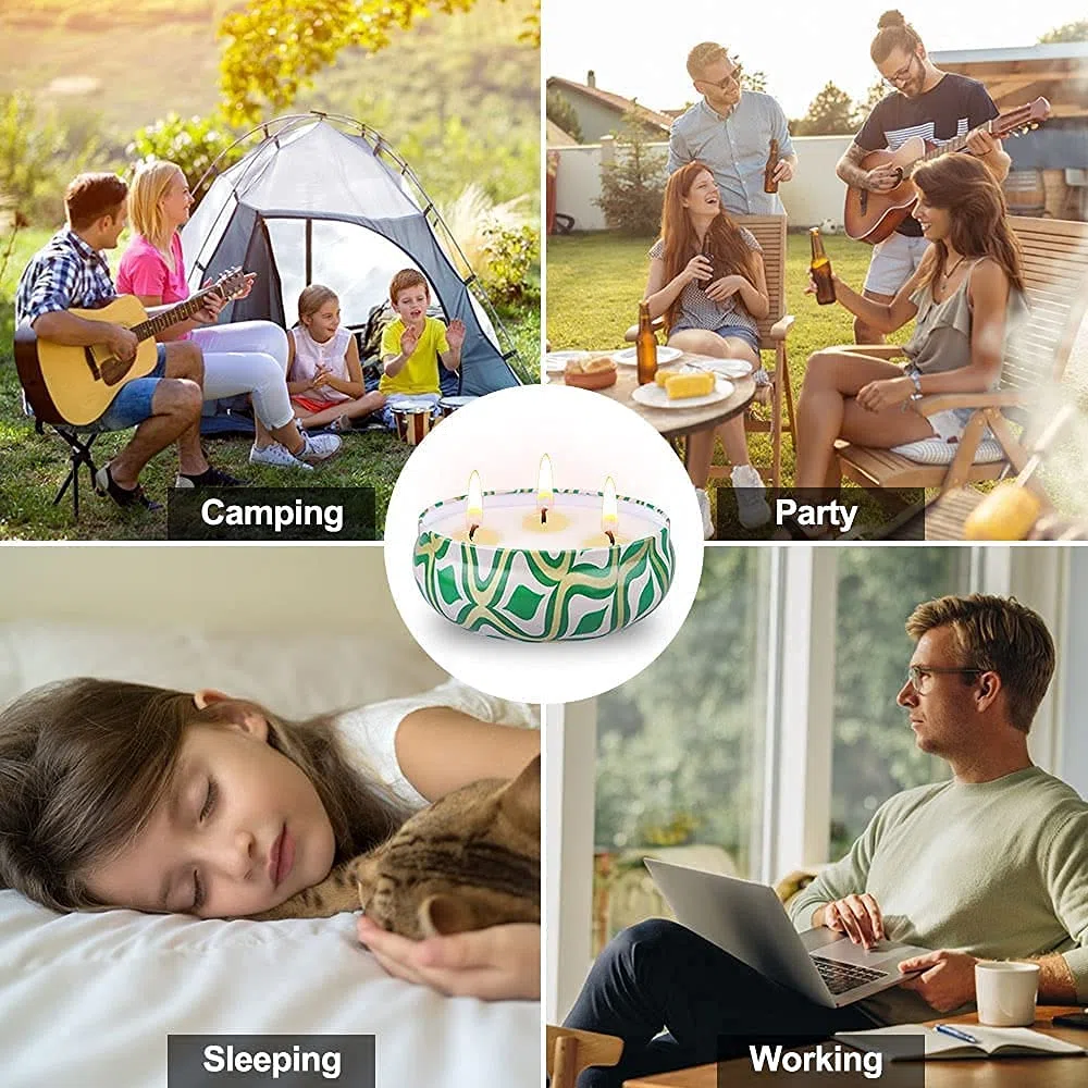 Supersun - Candele alla citronella, 3 candele profumate grandi da 396,9 g, senza fumo, durata 80 ore, per giardino, barbecue, campeggio, patio, esterni, interni, 100% cera di soia naturale
