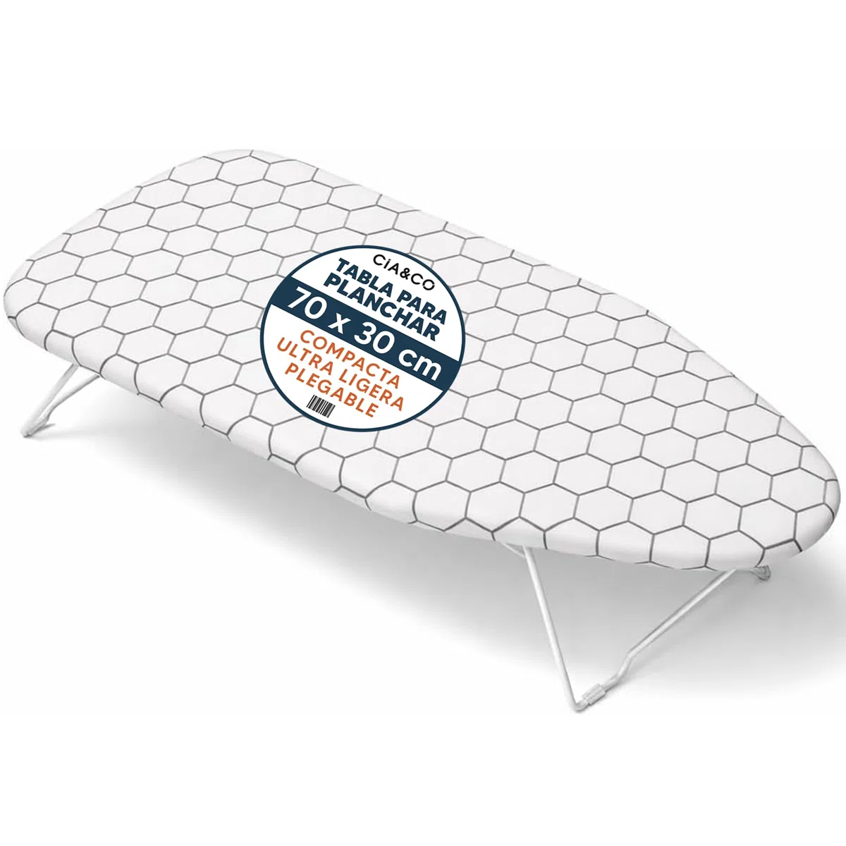 Asse da Stiro Compatto da Tavolo 70x30 cm, Pieghevole con Piedini Antiscivolo e Gancio, Ultra Leggero 650 g, Rivestimento in Cotone Imbottito, Ideale per Piccoli Spazi, Viaggio e Airbnb