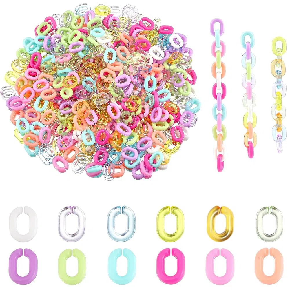 SUPERFINDINGS Circa 1800 Pz 12 Colori Acrilico Anelli di Collegamento Ovali Connettori A Collegamento Rapido Catena di Resina Bulk per Collana Catena di Occhiali Fai da Te Fare 10x7.5mm