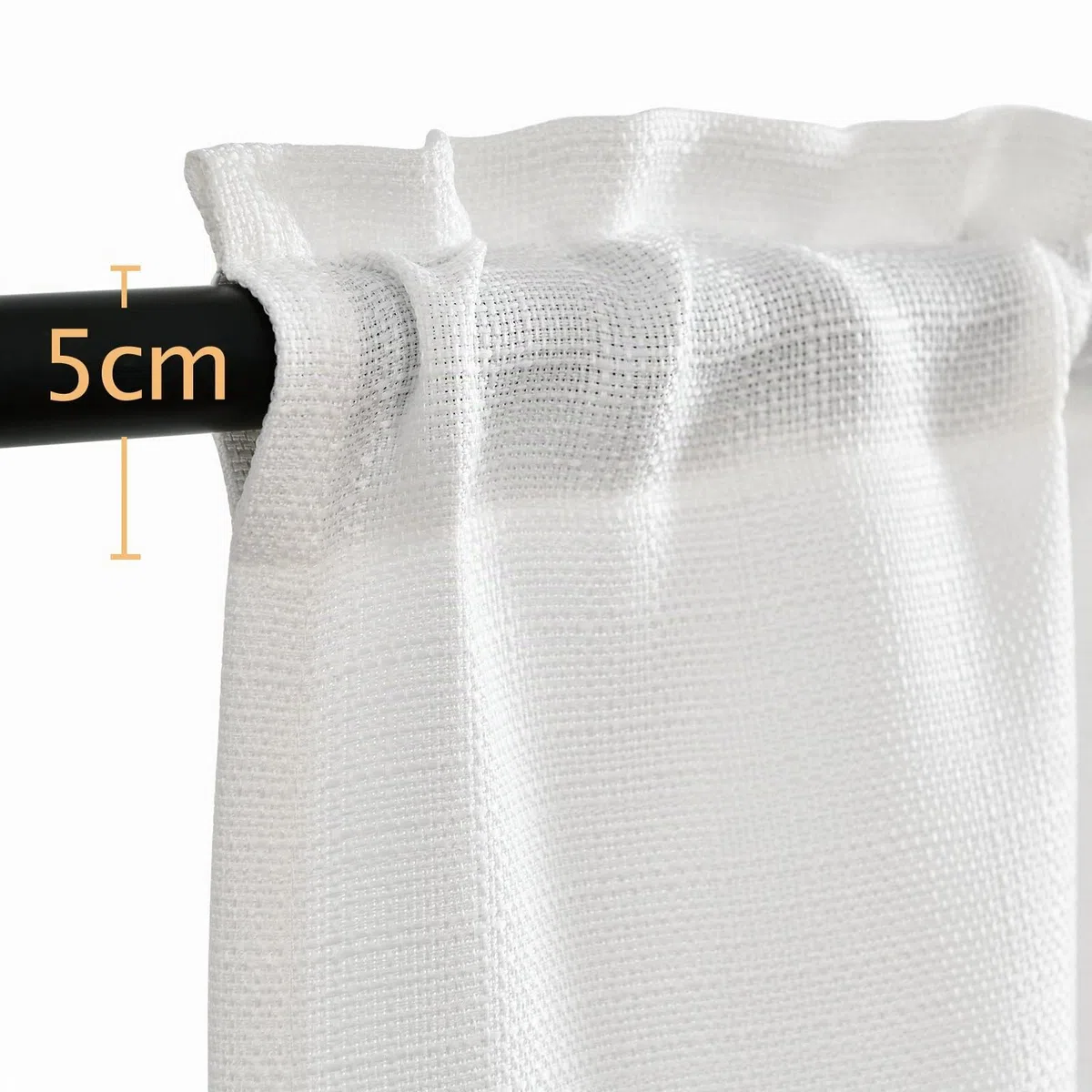 TOPICK Tende Passante tenda da bistrot porta finestra balcone stile country roulotte 2 pezzi corte Filtro della luce rustiche soggiorno doccia tenda per interni 90L x 90A cm, Bianco
