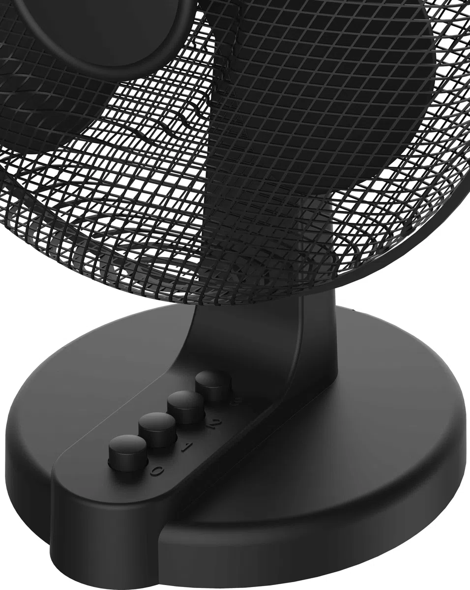 Megashopitalia Ventilatore da Tavolo 45 Watt Metallo ABS 3 Pale 3 Velocità Diametro 40 cm Oscillante (Nero)