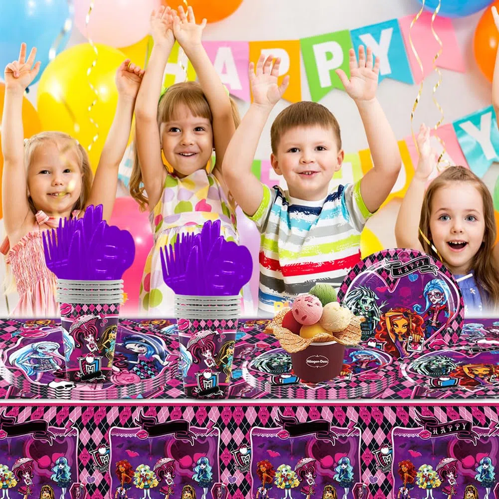 81pcs Monster Stoviglie Per Feste di Compleanno, Monster Forniture Per Feste Di Compleanno, Piatti, Tazze, Tovaglioli, Tovaglie,Stoviglie Piatti Festa Per Bambini -10persone