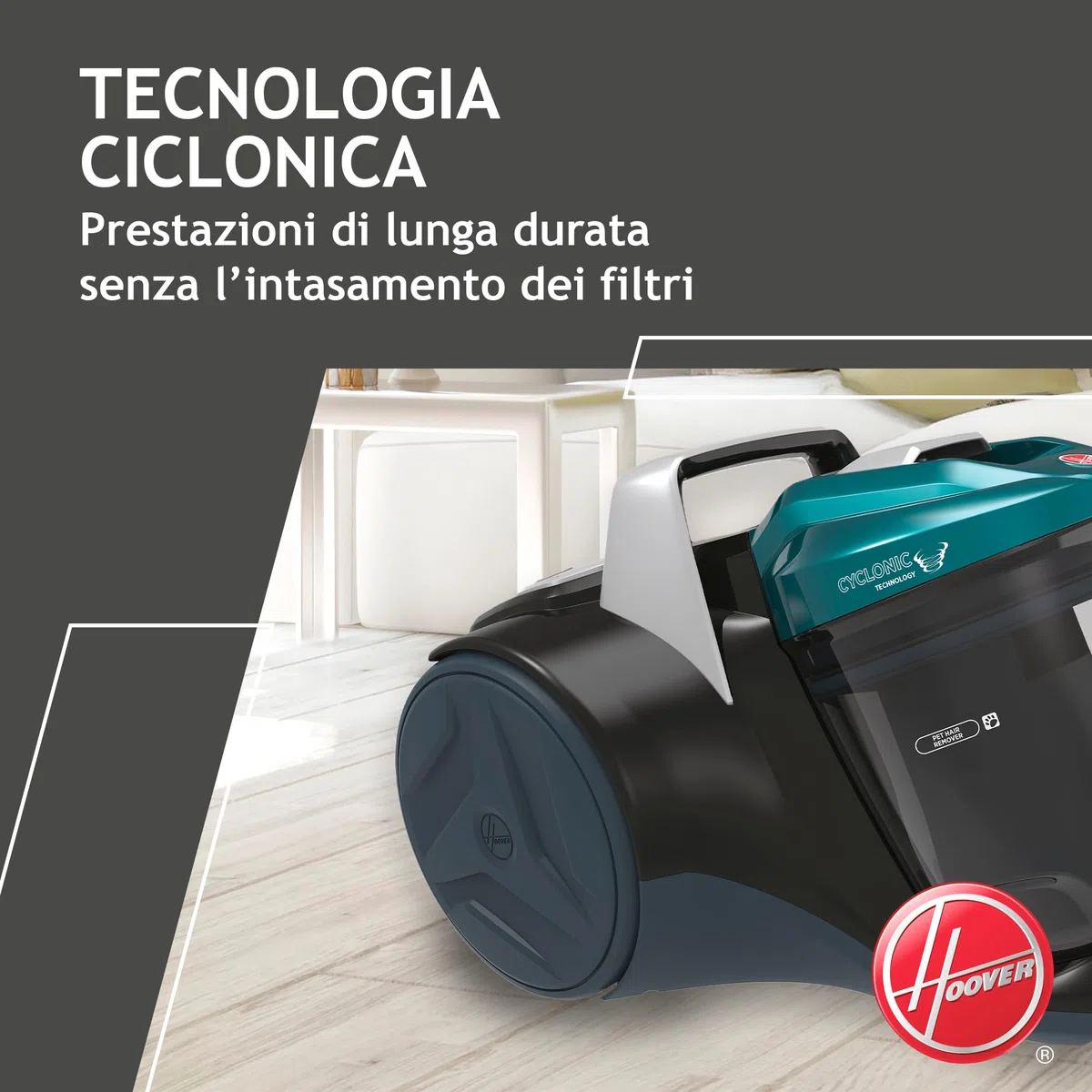 Hoover BR71_B30, Aspirapolvere a traino senza sacco, 700 W, 2 litri capacità bin, 78 Decibel, Mini turbo spazzola, Nero/Verde/Grigio Fumo
