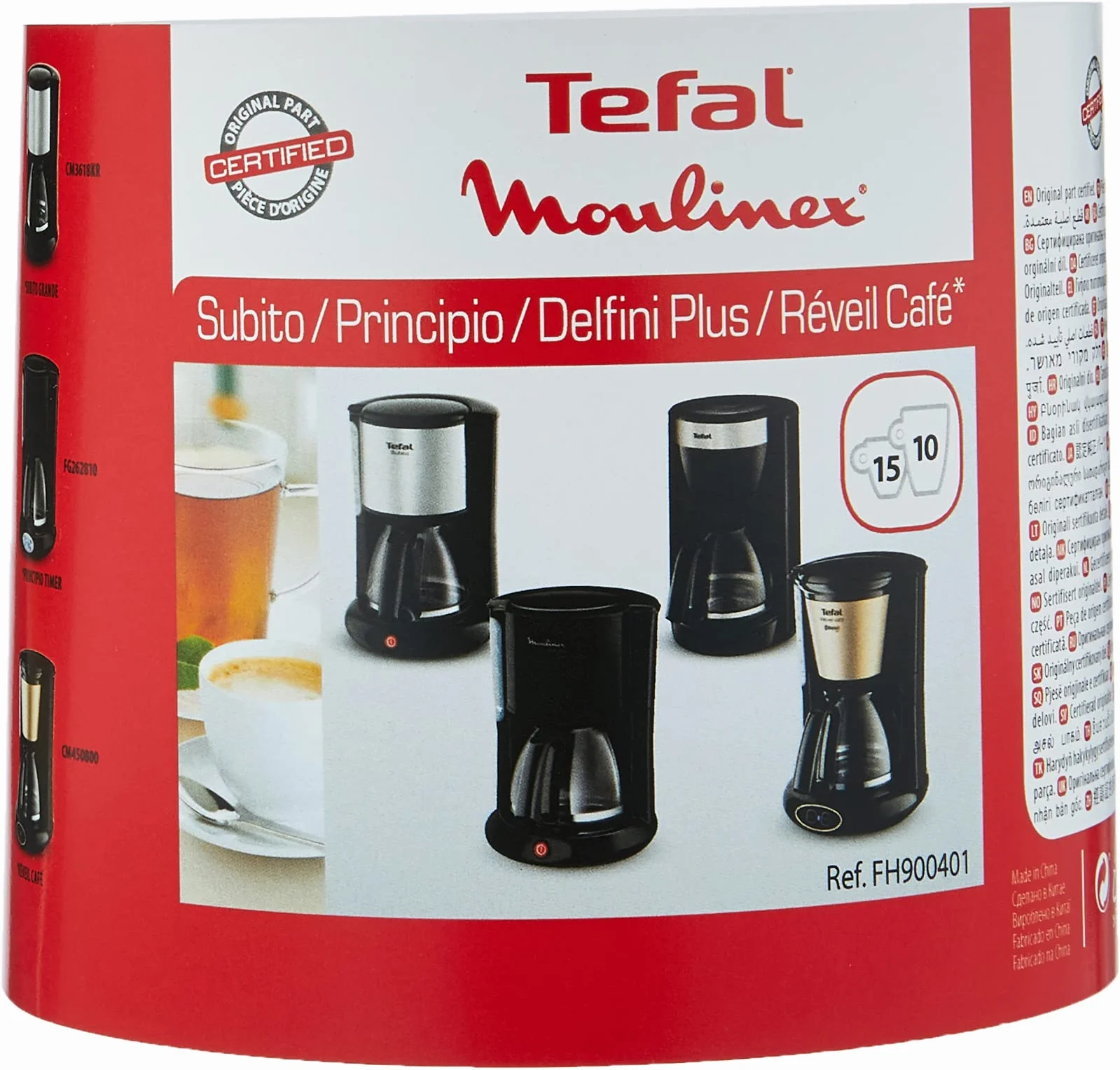 Moulinex - Caraffa, 15 Tazze, in Acciaio Inossidabile, 200 x 200 x 160 mm, Colore: Nero - FH900401