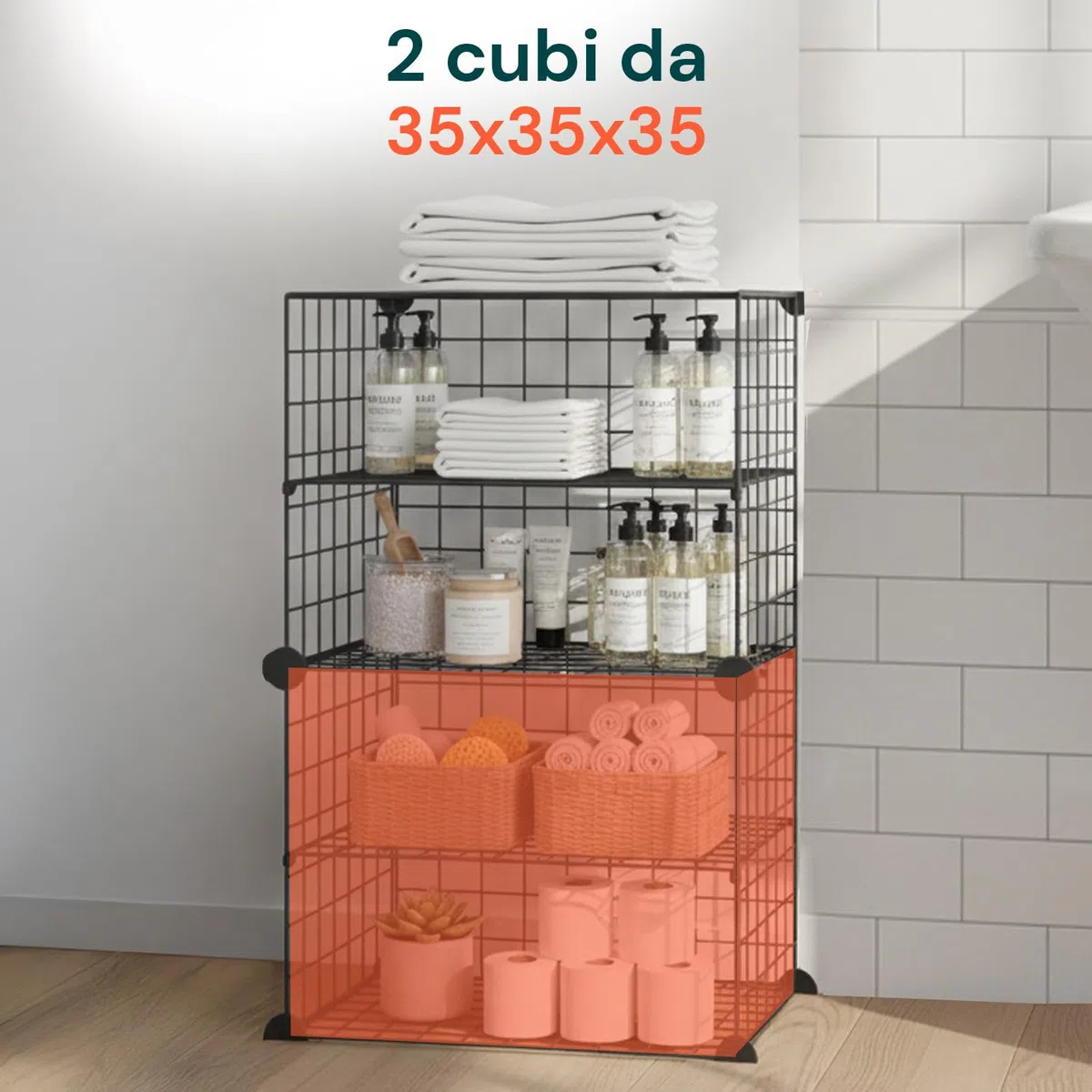 Avilia Scaffale a Rete in Ferro a 4 Ripiani – Scaffali in Metallo Salvaspazio Modulare per Cucina, Bagno e Ufficio - Mobile Scaffale Industrial Nero con Ripiani 35x35cm, Montaggio Senza Attrezzi