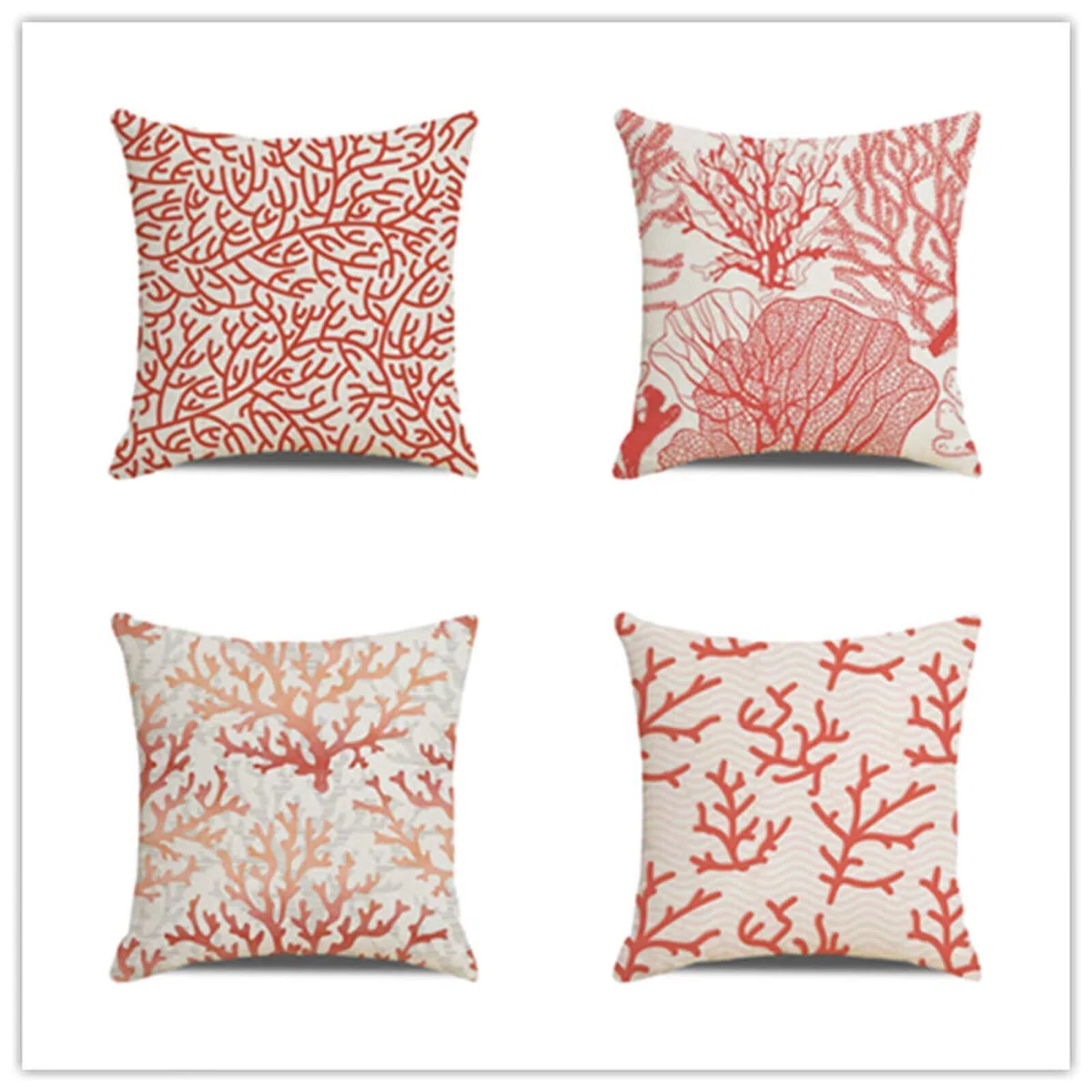4 Pack Federe Cuscini Divano 35x35 Cuscini per Divano Rosso Doppia Faccia Stampa HD Creatura di corallo Decorativa Copricuscini Soft con Cerniera Nascosta per Soggiorno Esterno Giardino Decor N-389