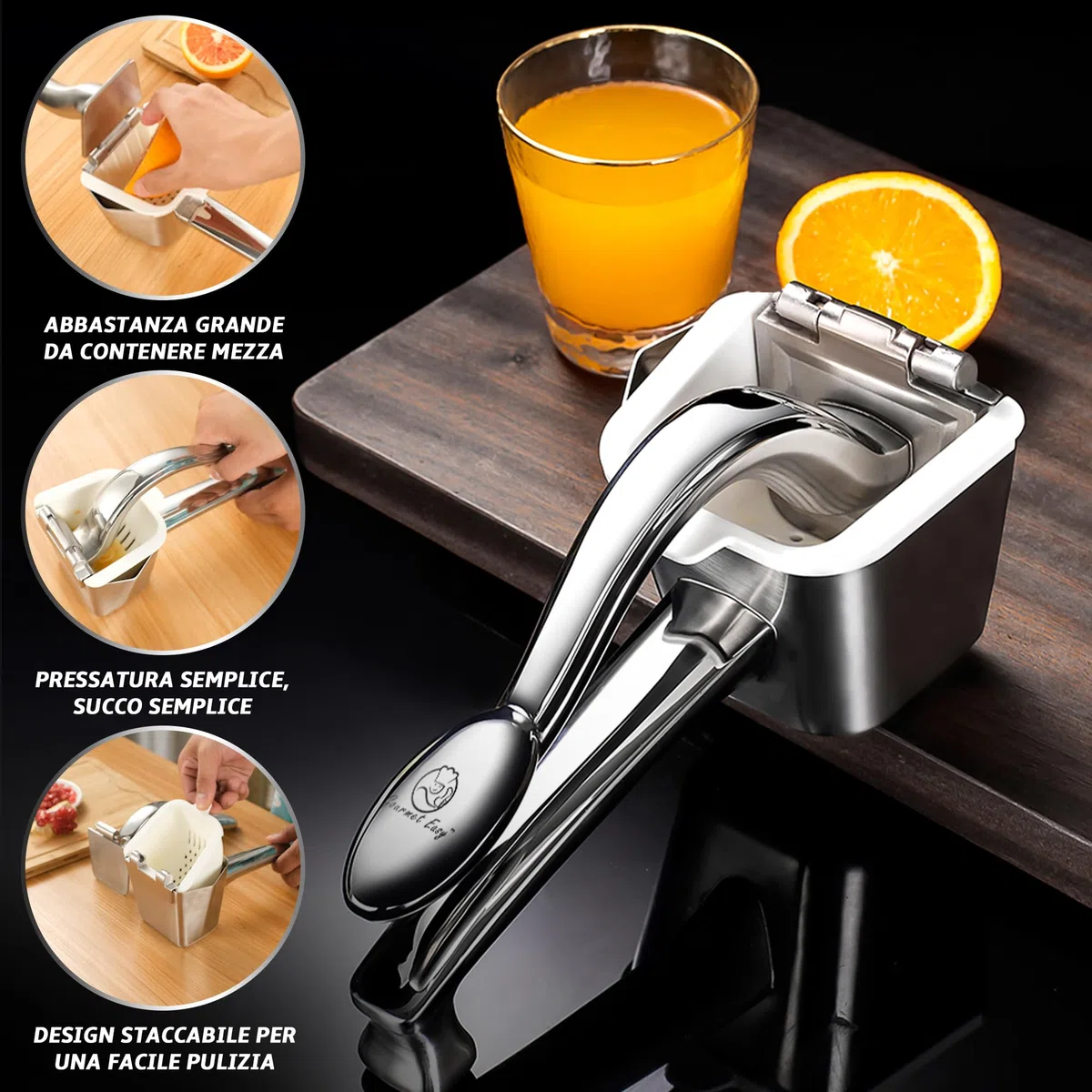 Spremiagrumi manuale in Acciaio Inox di qualità Premium | Professionale Spremi lime per frutti grandi | Con impugnatura ergonomica | Spremi limone on 5 anni di garanzia
