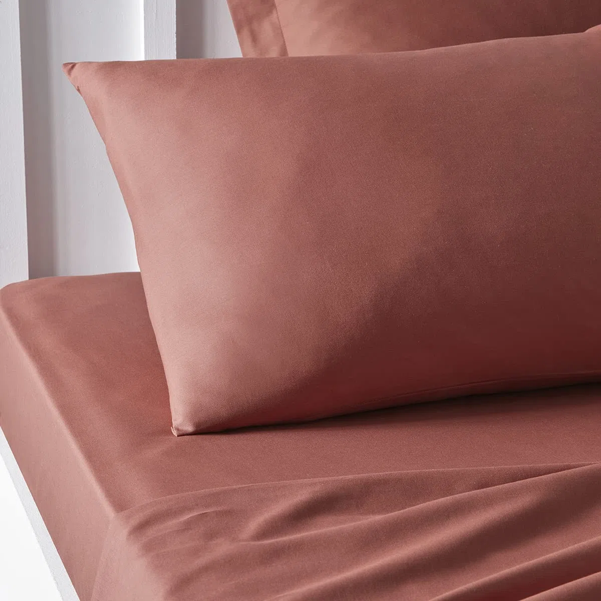 TODAY Essential - Set di 2 federe 50 x 70 cm, 100% cotone, tinta unita, colore: Terracotta