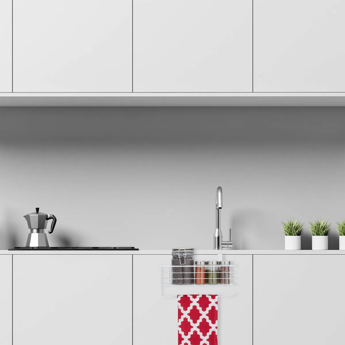 Relaxdays Portaspezie da Appendere, Mensola con Portasciugamani, Cucina & Bagno, Portascottex, HLP: 18x31x17cm, Bianco