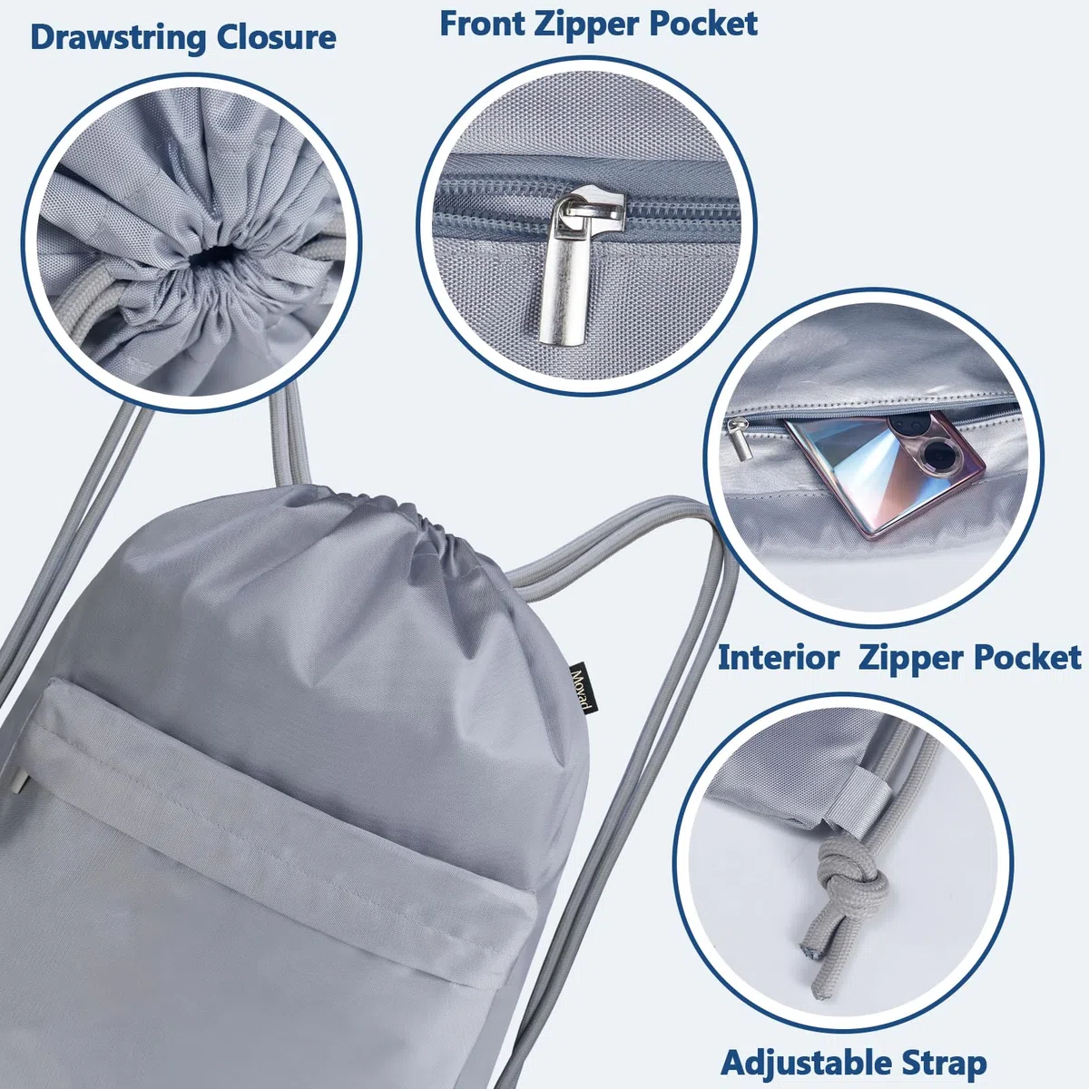 Moyad Borsa Frigo Grande Zaino Termica Porta Pranzo Refrigerante Isolamento Impermeabile Lunch Bag Mantiene Il Cibo Caldo o Freddo per Uomo Donna, Grigio