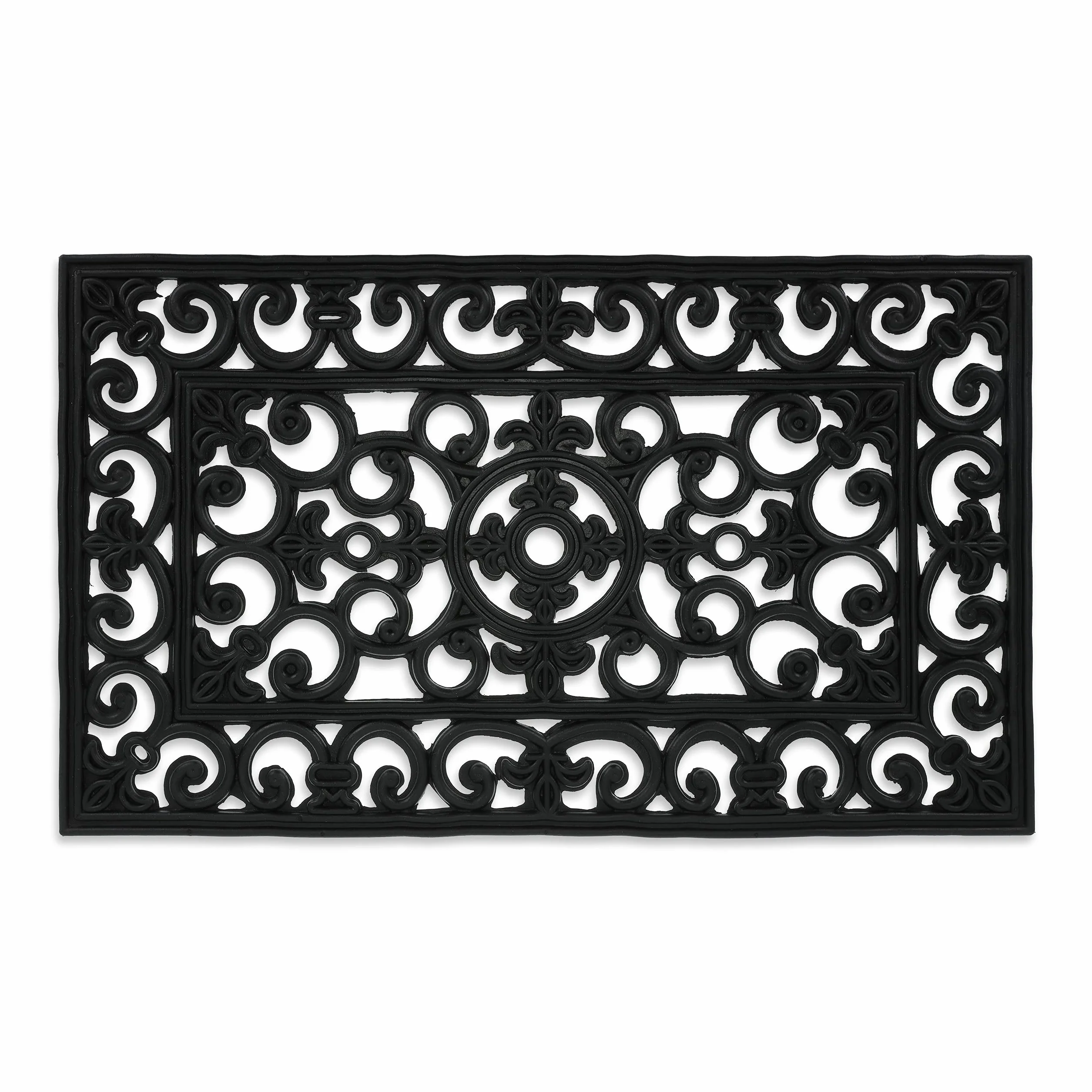 Relaxdays Tappeto in Gomma da Esterno, Zerbino Ingresso, Tappetino Antiscivolo, Resistente Intemperie, 45 x 75 cm, Nero, 1 pz