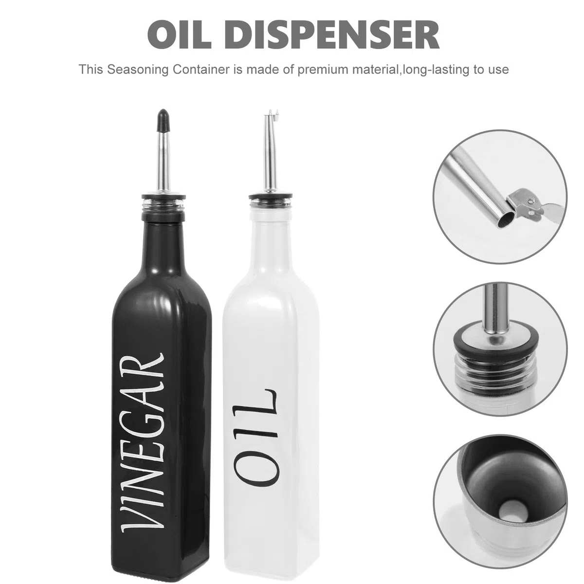 Set di Dispenser per Olio e Aceto in Vetro Dosatore, Design Unico e Stile Raffinato, Multifunzione per Cucina, Mantiene le Spezie Fresche
