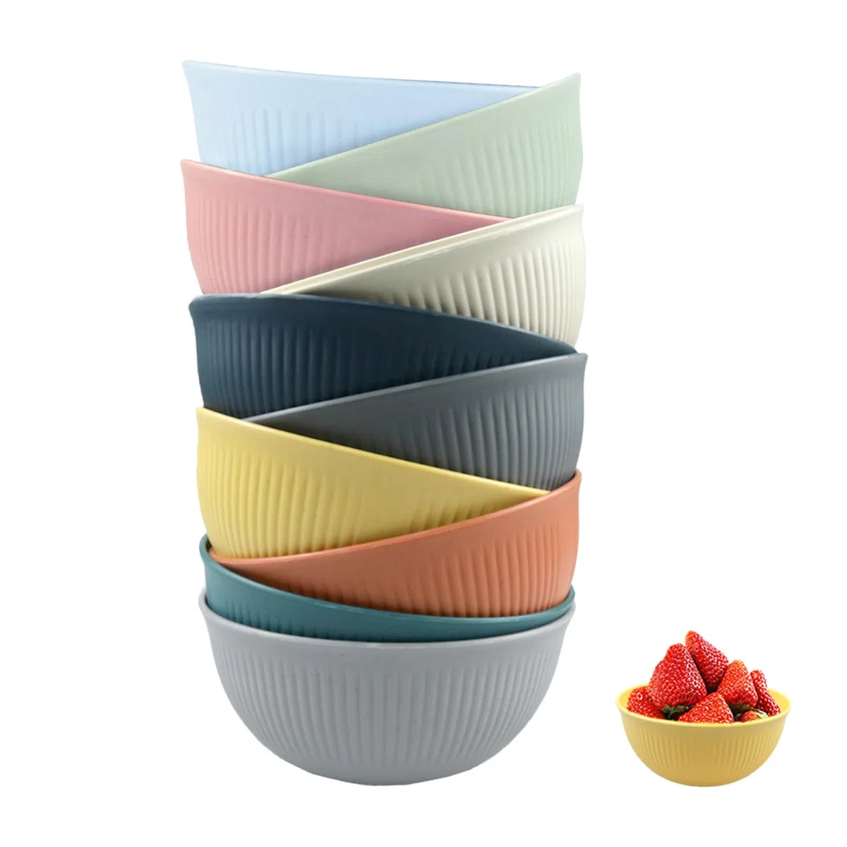 YunBey 10 Pezzi Ciotole Cucina in Plastica Grande Ciotole Colazione Riutilizzabile Infrangibile Leggera Insalatiera per Bambini e Adulti per Picnic Campeggio Ristorante