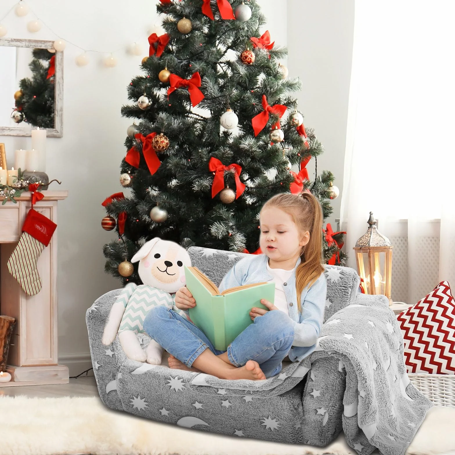 VEVOR Divano Letto Pieghevole per Bambini 610x430x400 mm, Apribile per Stanza da Gioco, Poltrona Sedia Carico Max. 20kg