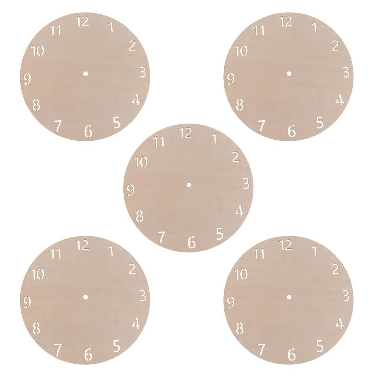 Kit 5 Pezzi Quadranti Orologio in Legno Rotondi per Bricolage, Resistente All'usura, Materiale Naturale Beige, per Progetti di Natale e Decorazioni Fai da Te