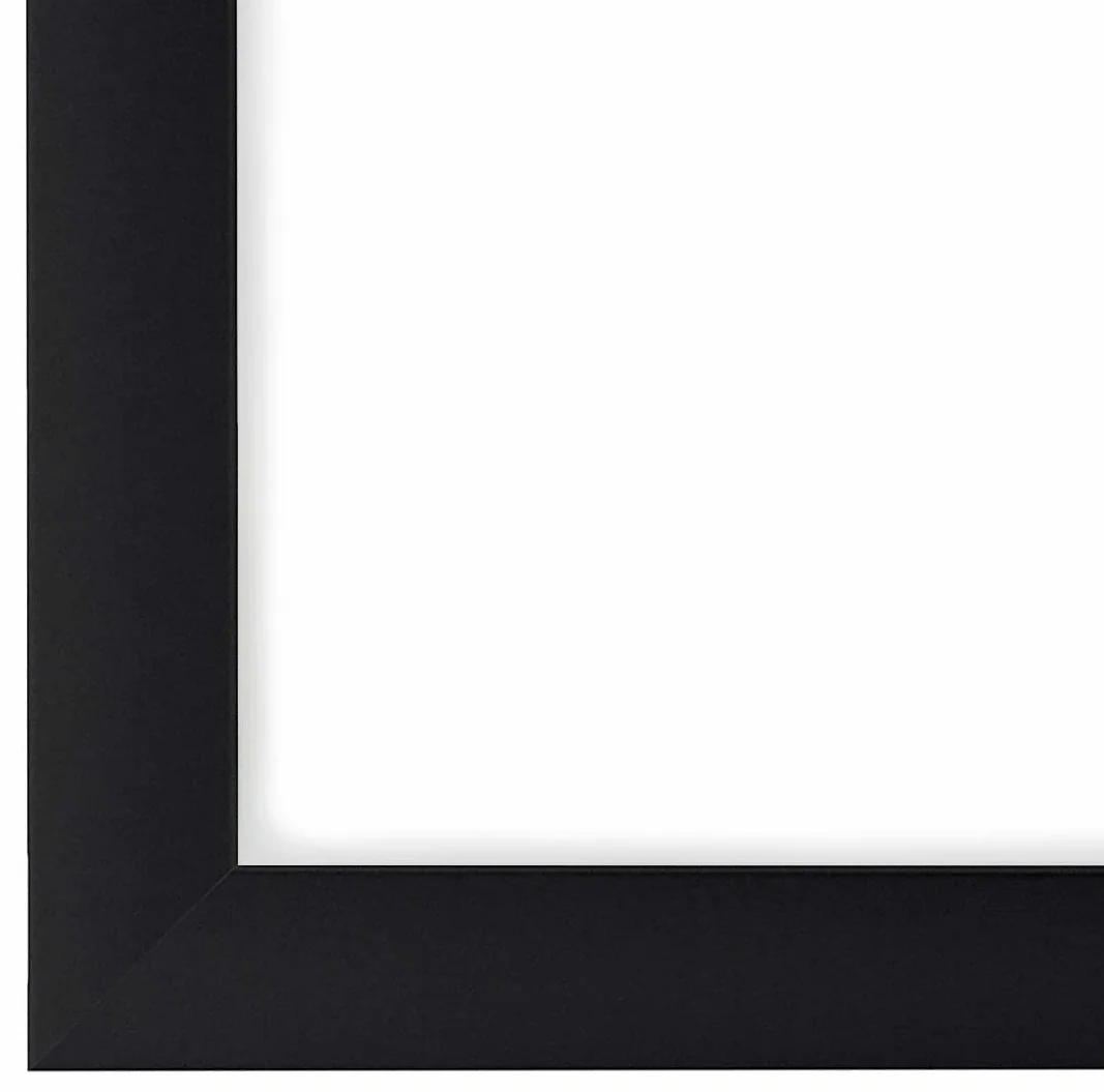 FRAMO 35mm Cornice per Immagini 45 x 31 cm | Nero Opaco | Cornice in MDF Fatta a Mano con lastra di Vetro Artificiale antiriflesso a Prova di Rottura e Robusta Parete Posteriore in MDF