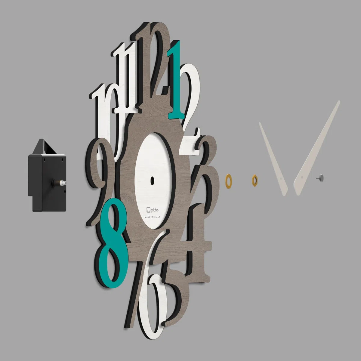 Giallobus - Orologio Bilay - Carved - Legno Mdf - Premium 60x60cm - 11 - Boat - Artigianale Made in Italy - Silenzioso - Idea regalo - Moderni doppio livello