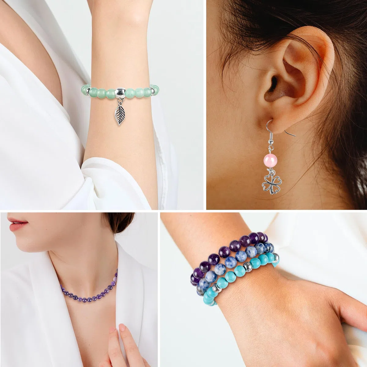 ARTESTAR 8mm Perline Braccialetti Kit,Perle Gioielli Naturali per Braccialetti Collane,Kit Braccialetti Fai da Te Creativo Adulti Bambini