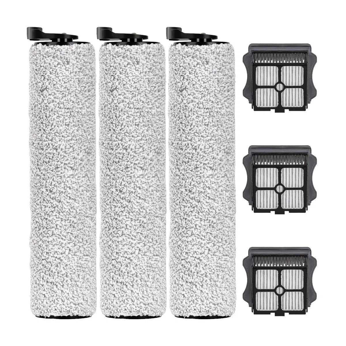 (6 pezzi) Floor One S3 Rulli spazzola di ricambio e filtri HEPA per Tineco Floor One S3/ iFloor 3, aspirapolvere senza fili, 3 rulli spazzola, 3 filtri HEPA, kit di accessori