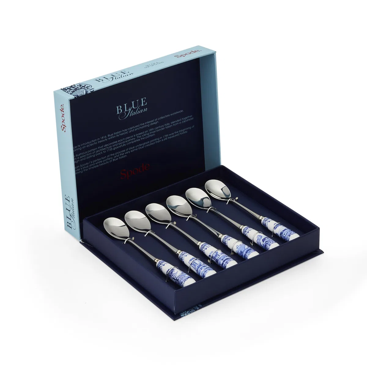 Blue ItalianSpode Set di 6 cucchiaini da tè (terracotta/acciaio inossidabile)