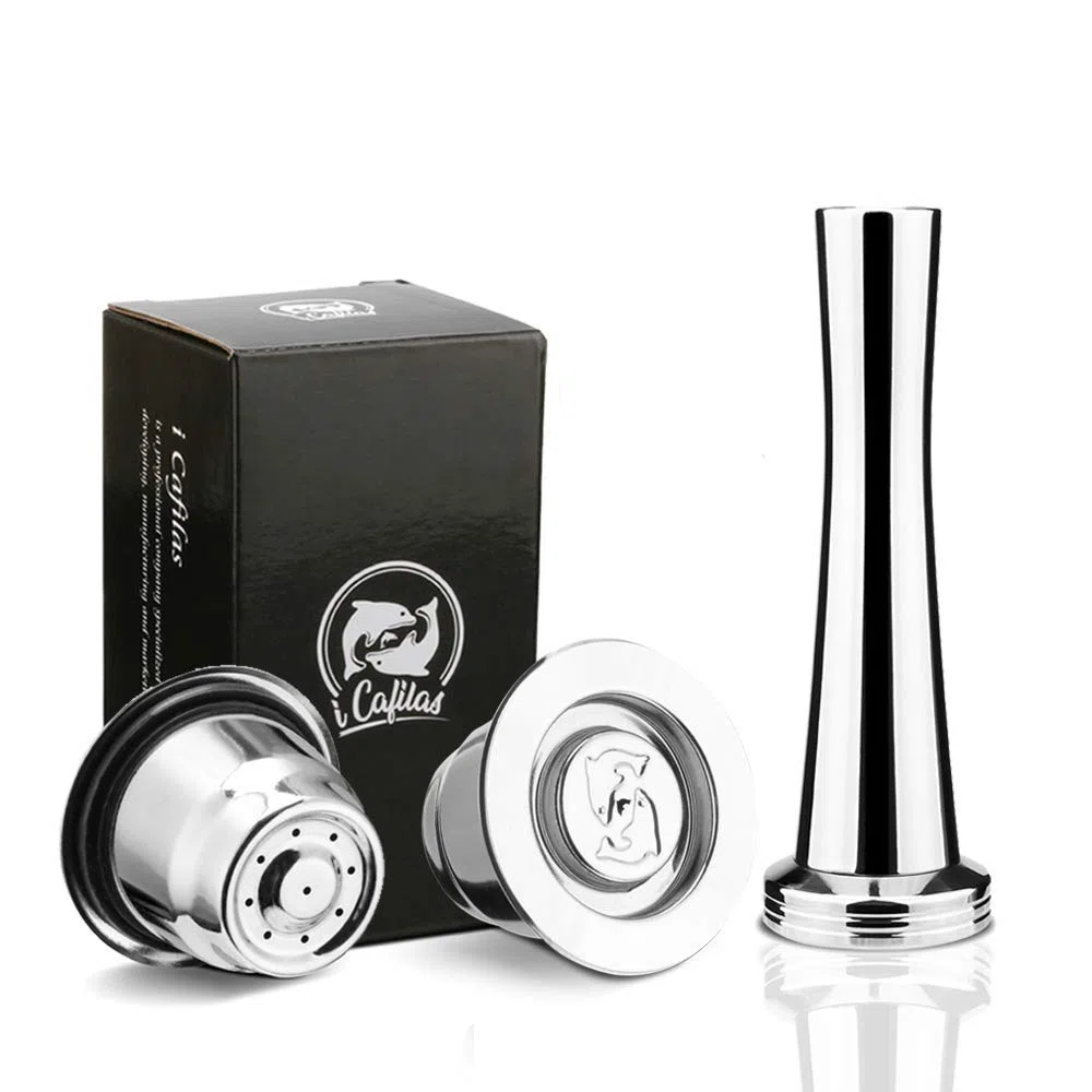 Espresso Capsule Caffè Compatibili Nespresso Nespresso Capsula ricaricabile,riutilizzabili Filtro in Acciaio Inox,Coffee Capsule+Tamper+Cucchiaio+Spazzola