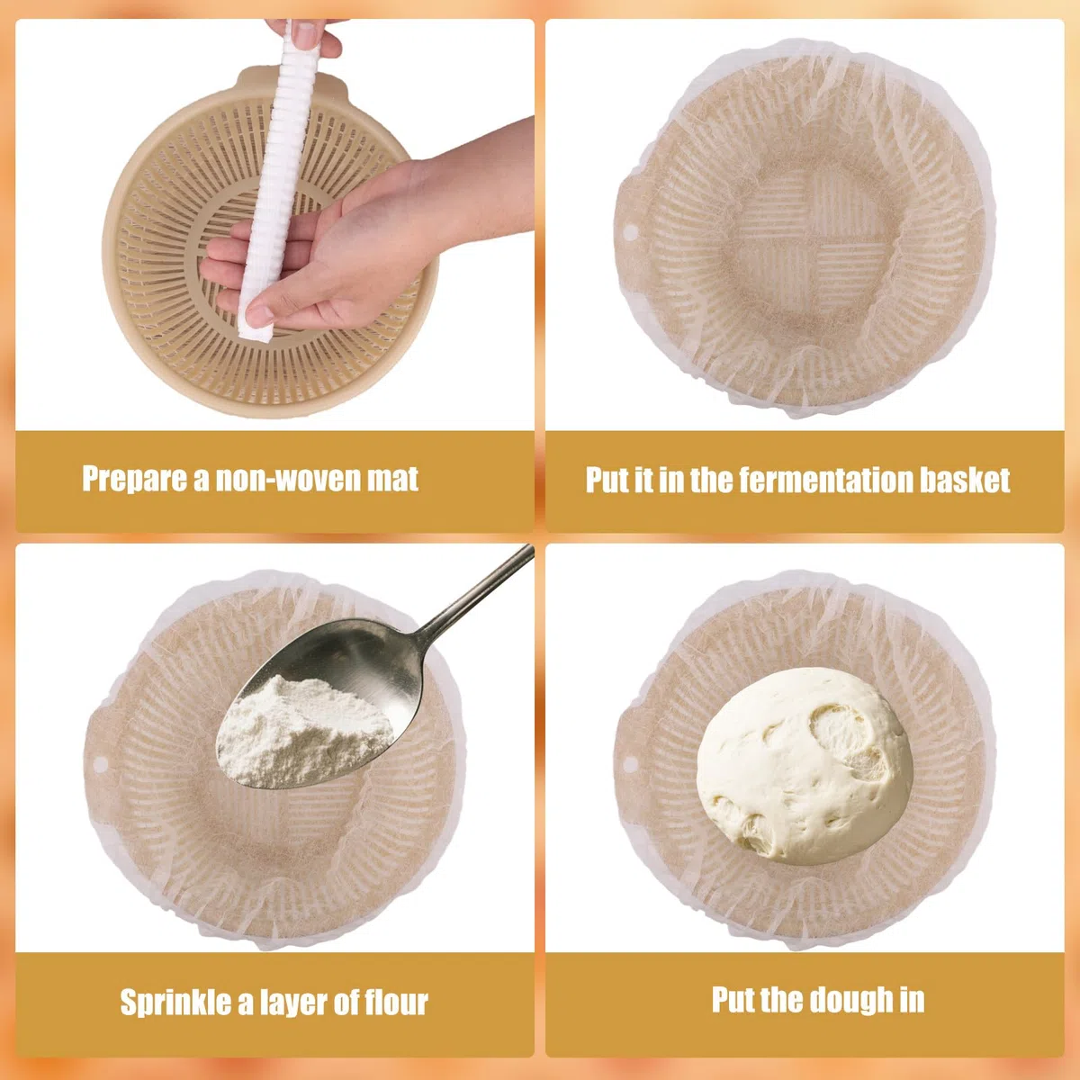 BOXOB 100pz Fodera in Tessuto per Cestino di Lievitazione del Pane, Copertura Usa e Getta Antiadesiva Lievitazione dell'Impasto Accessori per la Cottura del Pane a Lievito Madre