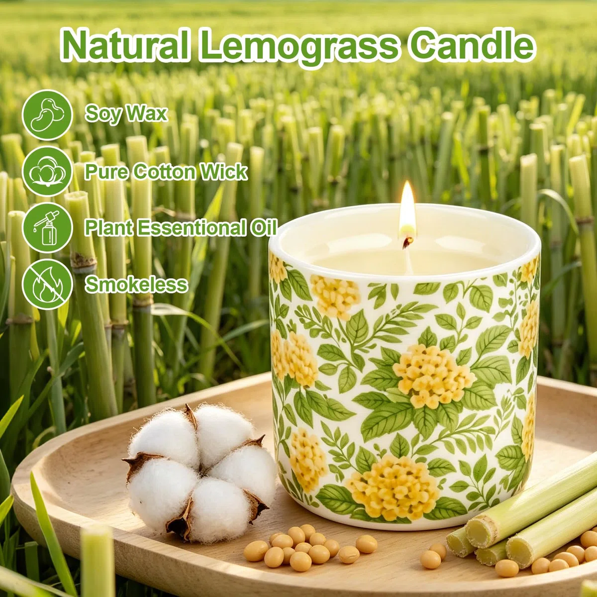 2 Pezzi Candele Citronella Esterno, Durata 160 Ore Bruciando Candele Citronella Grandi, Candela in Cera di Soia Naturali per Giardino, Campeggio, Terrazzo, Picnic, Piscina