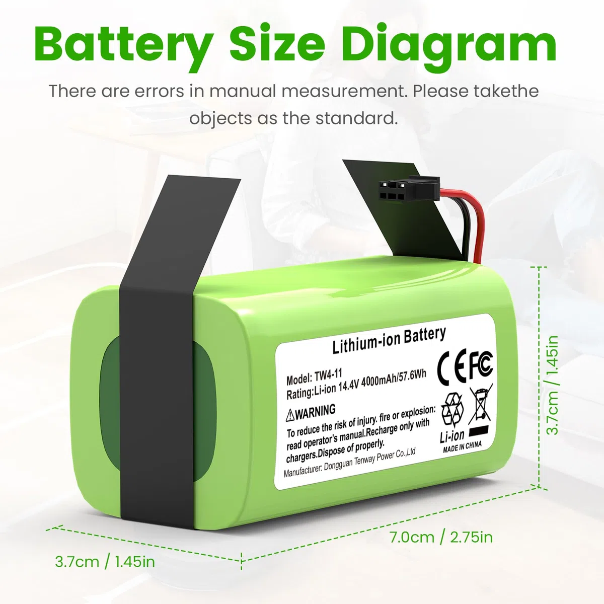 LabTEC 14.4V 4000mAh TW4-11 batteria di ricambio per Eufy RoboVac 11S 12 15C 30C G20, batteria al litio per Ecovacs Deebot N79S DN622 Cordlss hoover + 1 cacciavite + 1 spazzola