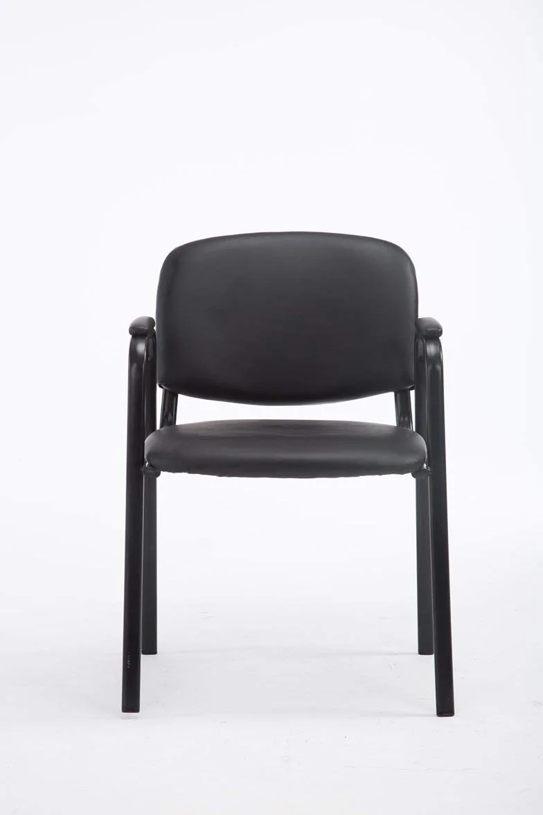 CLP Sedia impilabile Ken Pro imbottita con braccioli, sedia da conferenza in ecopelle, struttura in metallo nero robusta fino a 150 kg, Colore:nero