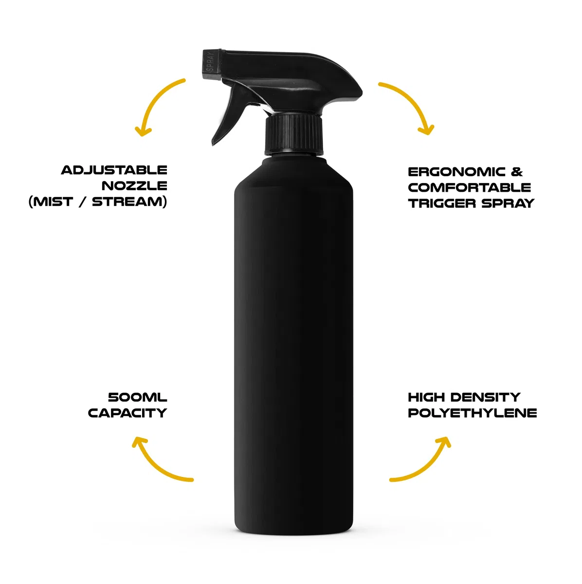 McKLords - Confezione da 6 bottiglie spray vuote in plastica nera per la pulizia da 500 ml - Bottiglie spray vuote per giardinaggio e pulizia della casa - Heavy Duty Industrial ricaricabili