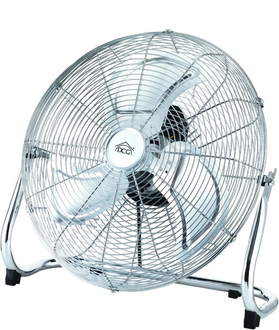 DCG VENTILATORE VERTICALE CRB1220, Diametro 45 cm, 3 velocità, Inclinazione alto- basso, Struttura e griglia in metallo cromato. Dimensioni: 55 x 56 x 20cm.