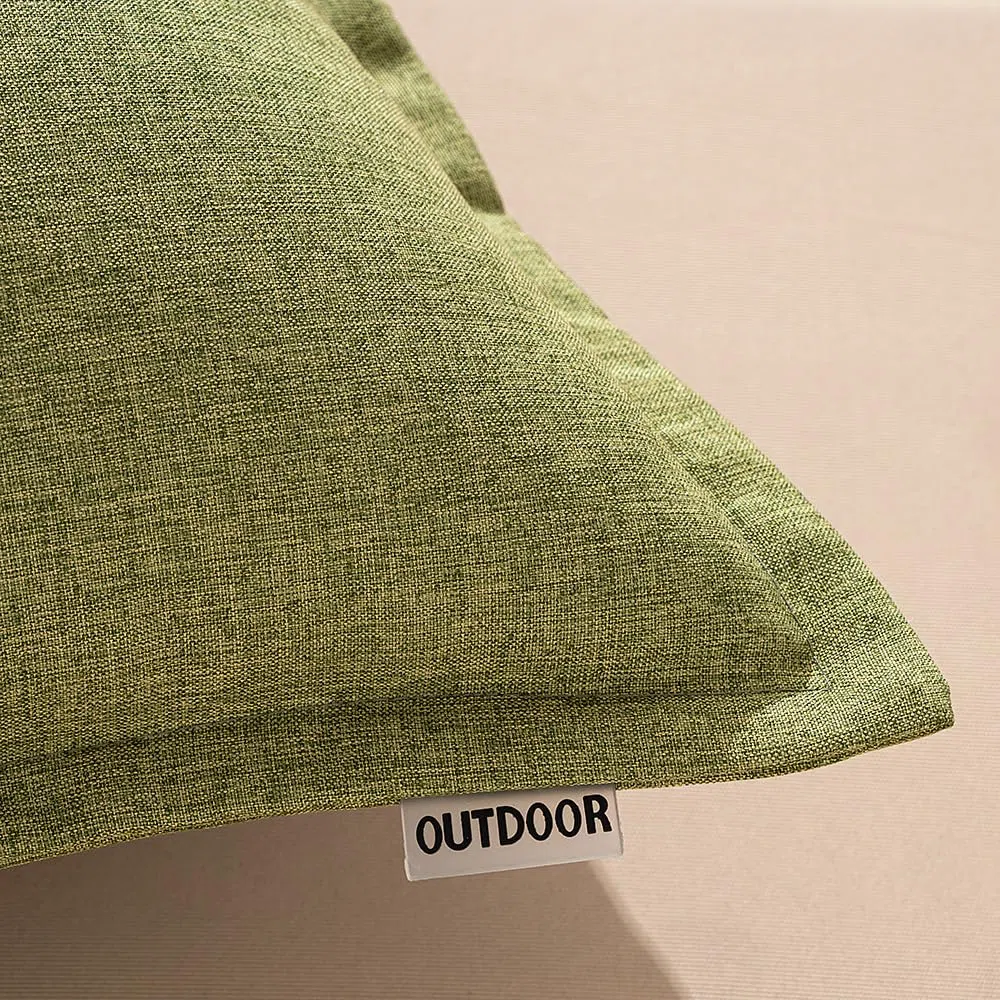 MIULEE Federe Cuscini da Esterno Impermeabili Copricuscini Decorativi Finto Lino Imitazione Fodere Cuscino con Cerniera per Giardino Divano Soggiorno Camera Moderno 45x45cm 2 Pezzi Verde Scuro