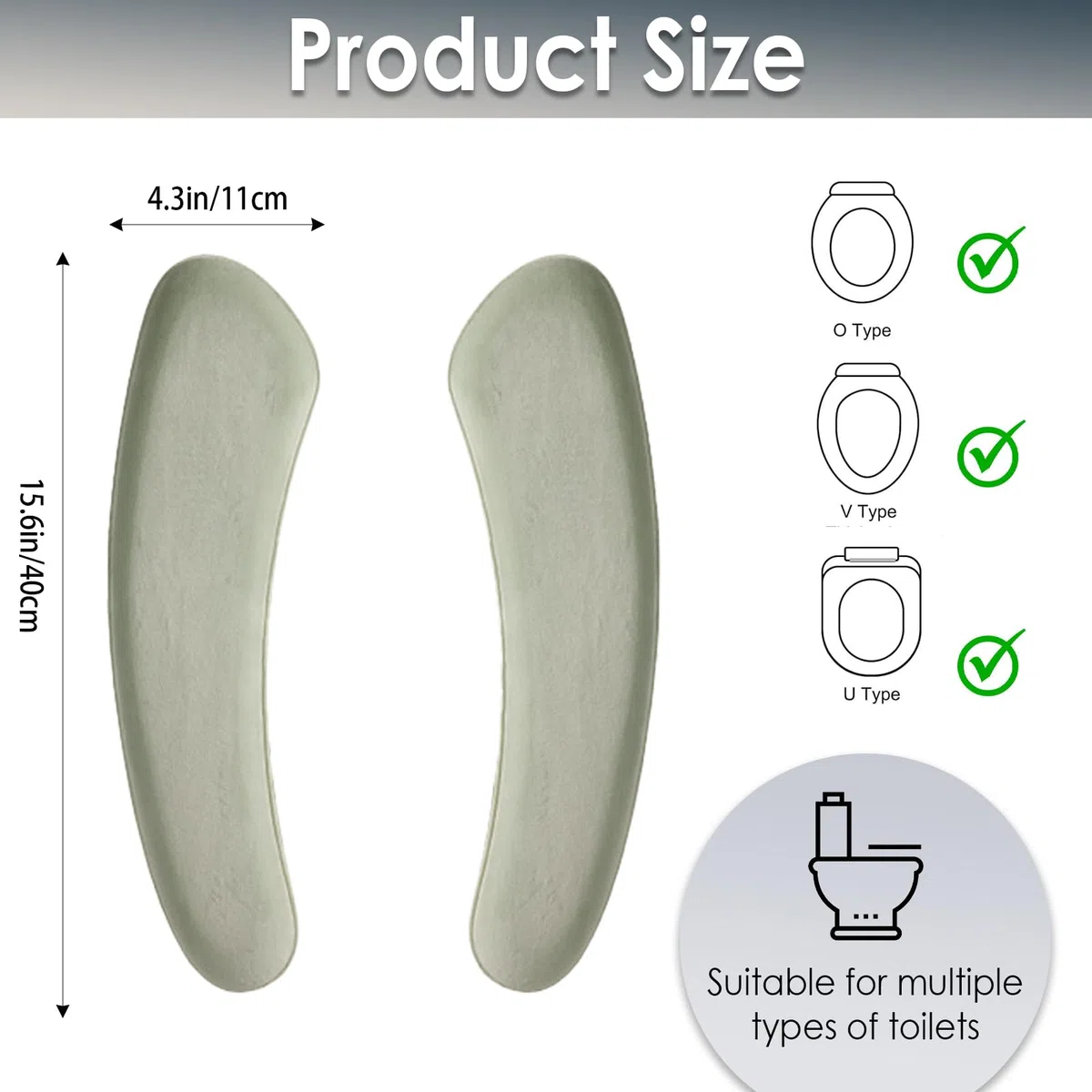 Copriwater spesso ed elastico, lavabile e riutilizzabile, con chiusura a strappo su entrambi i lati per un facile fissaggio, tappetino imbottito con spugna spessa per un maggiore comfort (verde)