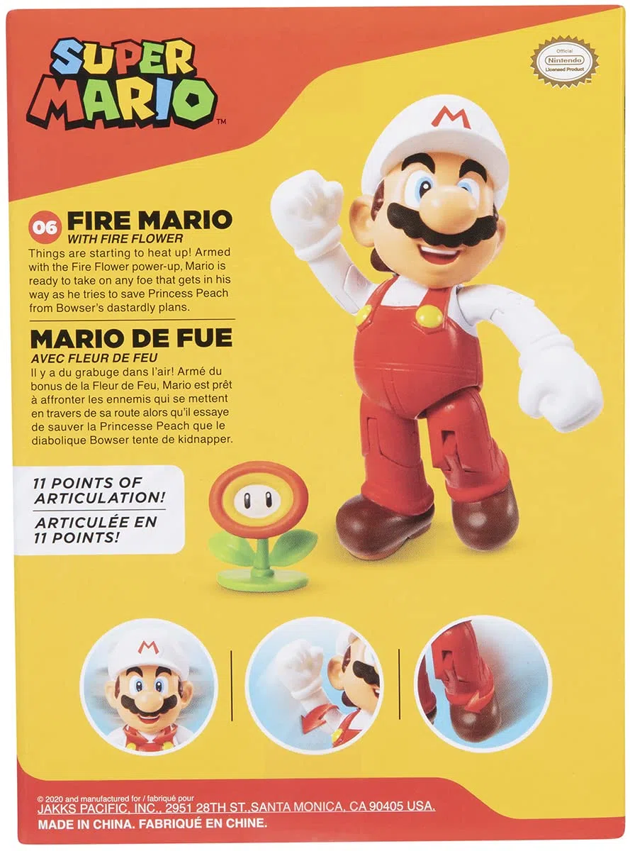 Jakks Pacific HK Ltd FIGURINA col. Mario Fuoco 10CM, Nero, One Size