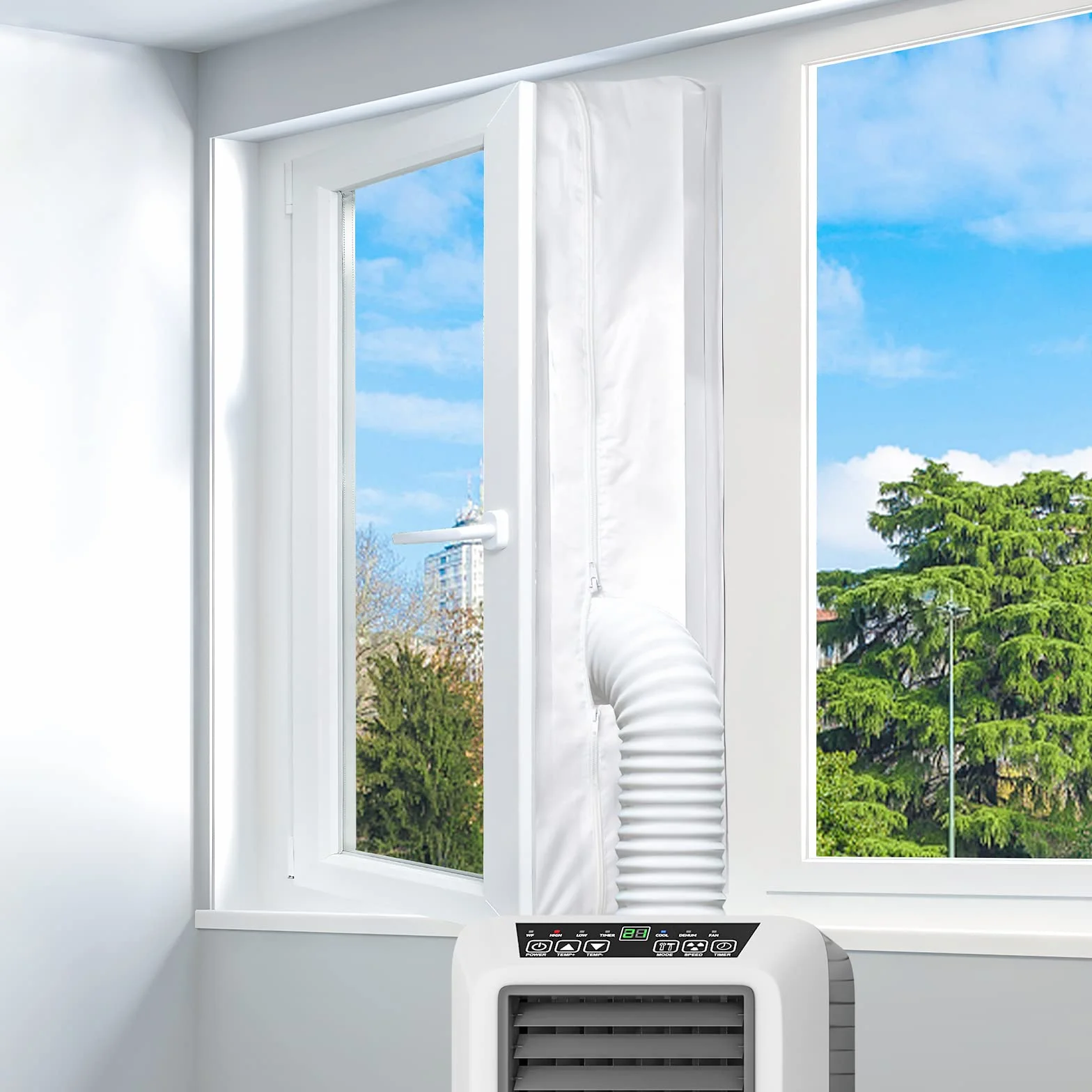 Guarnizione Finestra Condizionatore 400 cm per Condizionatori Mobili, Guarnizione Condizionatore Portatile, Kit Finestra Condizionatore Portatile per Climatizzatori, Asciugatrici