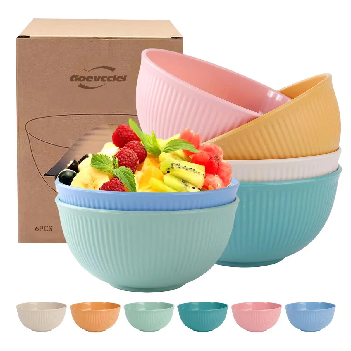 Ciotola Per insalata Plastica, Set Scodelle Plastica, per zuppe, riso, cereali, frutta(6 pezzi)