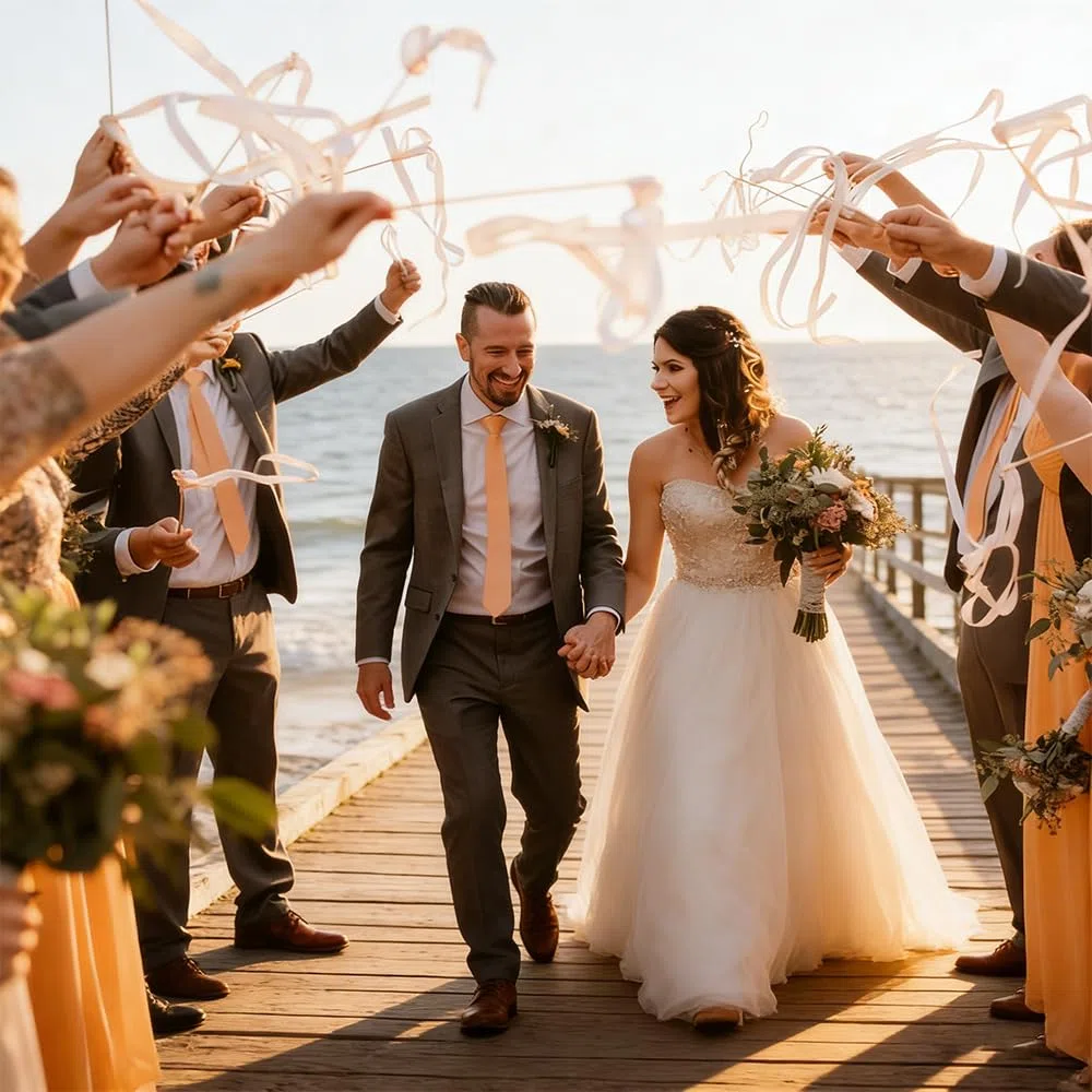 50 Pezzi Bacchette Matrimonio, Bacchette per Matrimonio con Grandi Campanelle e Nastri | Bacchettes Bianche per Nozze in Seta per Matrimoni, Compleanni e Festività