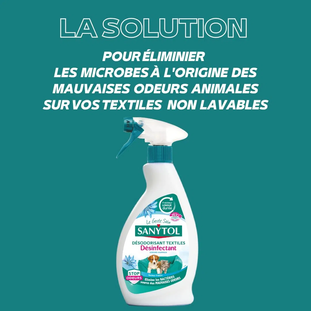 Sanytol - Deodorante Tessile Disinfettante - 500 ml - Set di 2 - Tutti i tipi di tessuti - Battericida, Virucide - Senza Residui Aggressivi - Non macchia