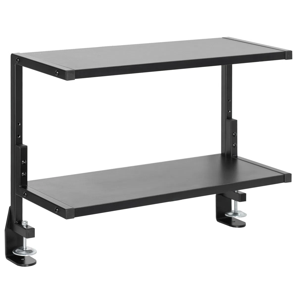 VIVO Scaffale a 2 ripiani con morsetto, 61 cm sopra o sotto la scrivania, per accessori da tavolo, dispositivi di gioco e altro, vassoio portaoggetti, organizer da scrivania, nero, STAND-SHELF24C