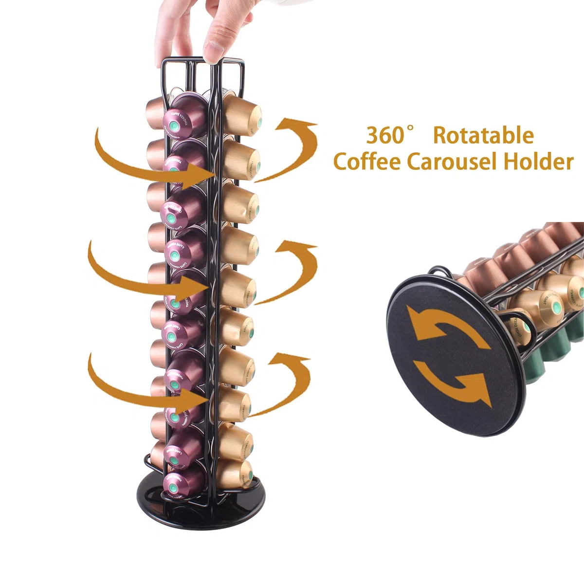 SEVENLINE Supporto per cialde di caffè compatibile con cialde Nespresso originali, organizer per 40 capsule (nero)