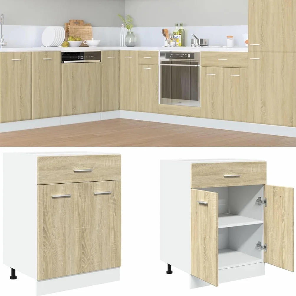 vidaXL Armadio Inferiore Cassetto “Lyon” Rovere Sonoma 60x46x81,5