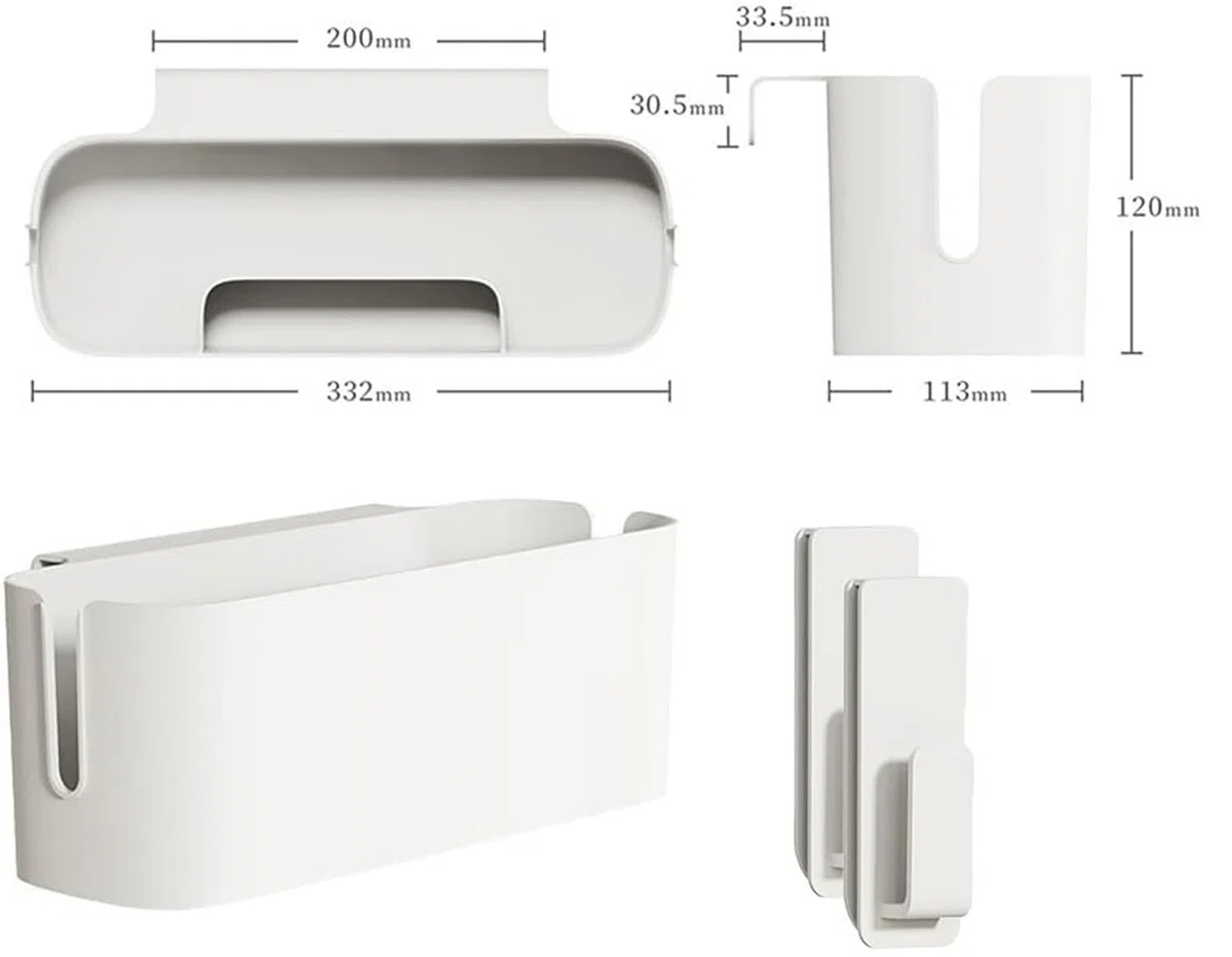 2 cesti da appendere con 2 ganci rimovibili, robusti comodini caddy, dormitorio, per famiglia, ufficio, bianco
