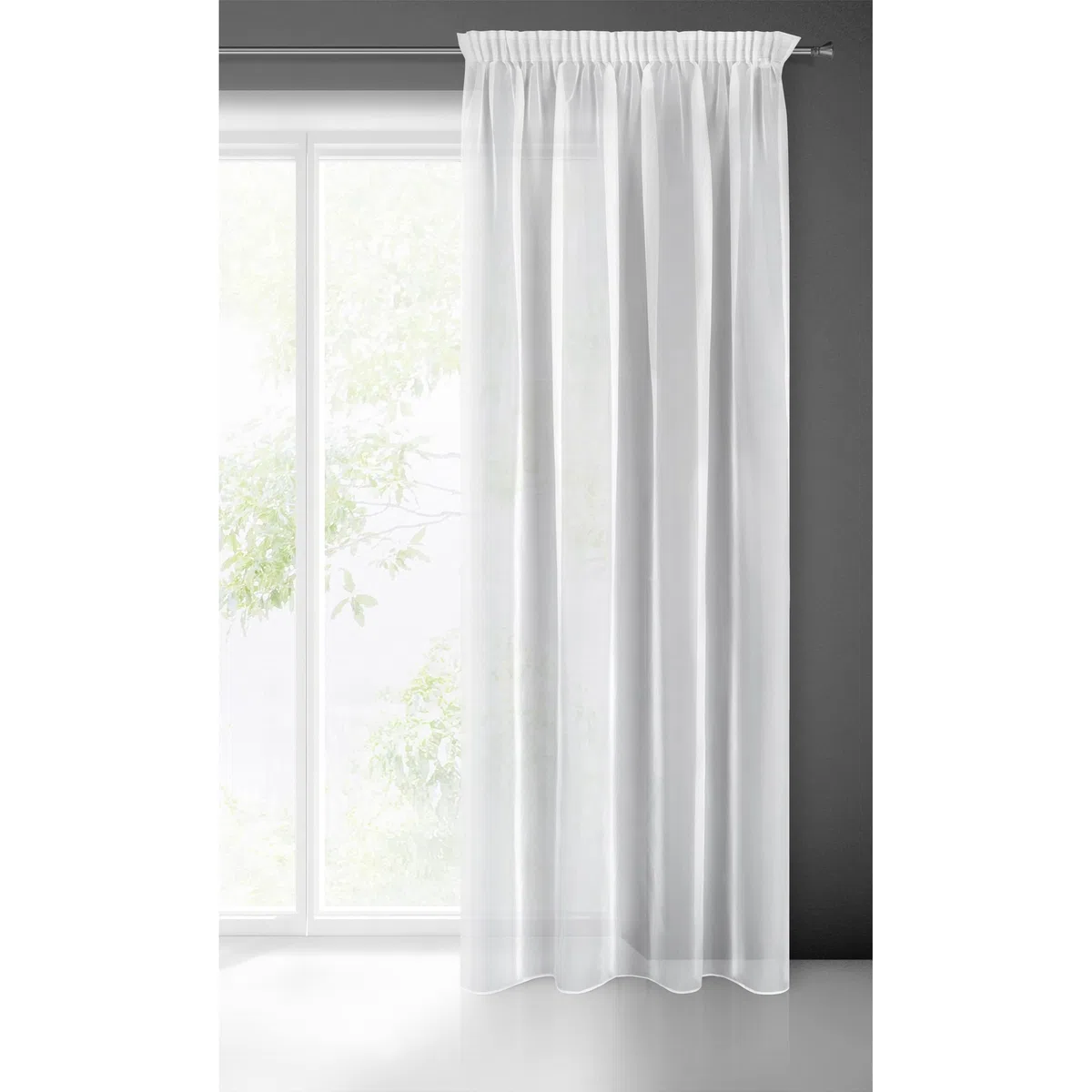 Eurofirany LUCY Tenda in Voile, Tenda Trasparente con Fettuccia Arricciatenda - 1 Unità, Camera da Letto, Soggiorno, Cucina, 140 x 270cm, Bianco (100% poliestere)