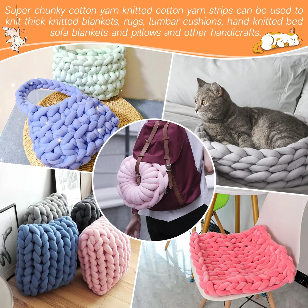Fettuccia per Borse a Uncinetto, Filato Gigante 500g Filato di Lana Morbida Chunky Yarn Tubolare, Gomitoli Lana Grossa per Coperte a Mano, Animali Domestici, Letto (Giallo Caffè)